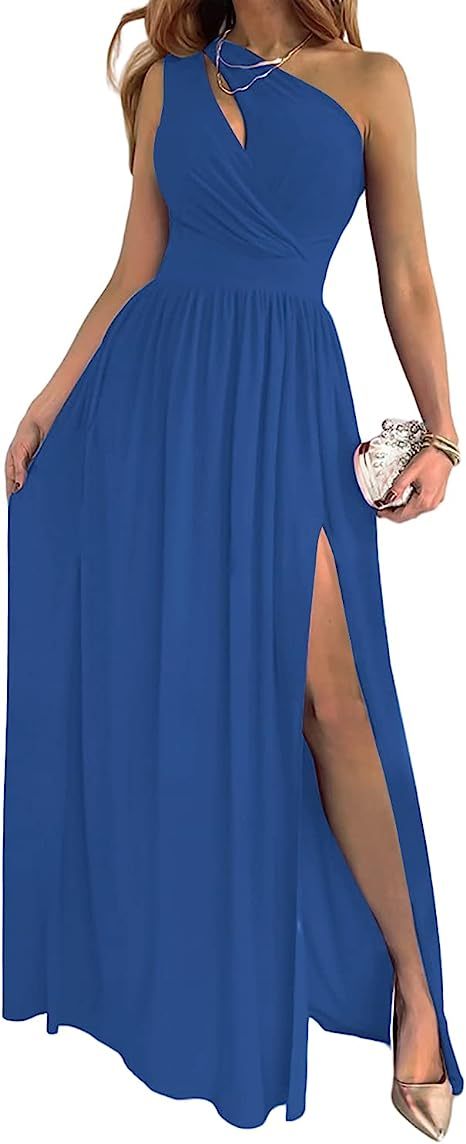 Women's One Shoulder Elegant Sexy Cocktail Maxi Dress