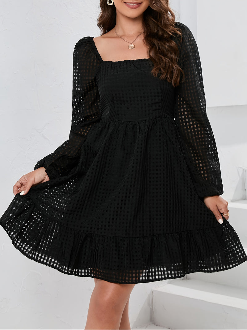 Square Neck Puff Sleeve Babydoll Dress