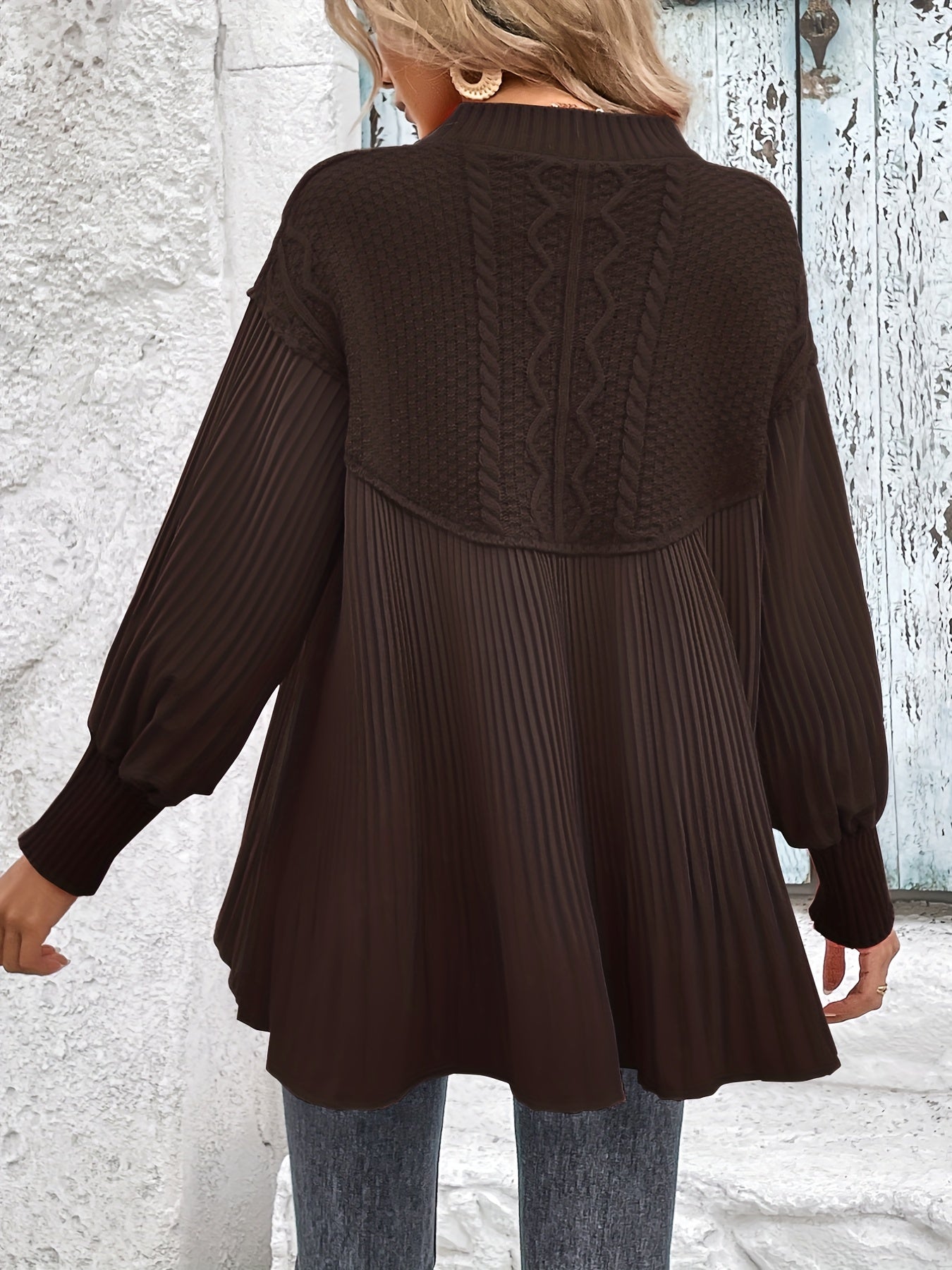 Stitching Shirt V Neck Knit Sweater