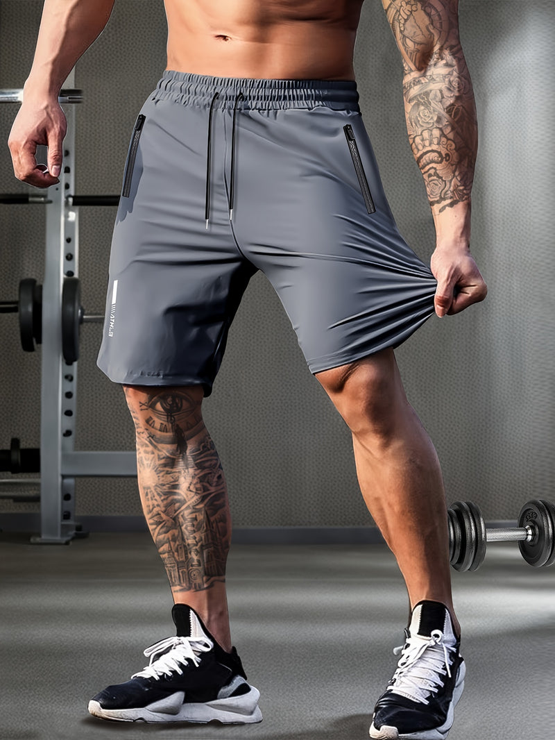 Men's Solid Shorts with Zipper Pockets