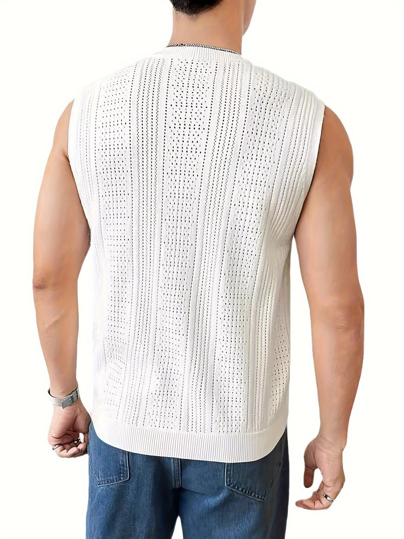 Men's Sleeveless Round Neck Knit Tank Top