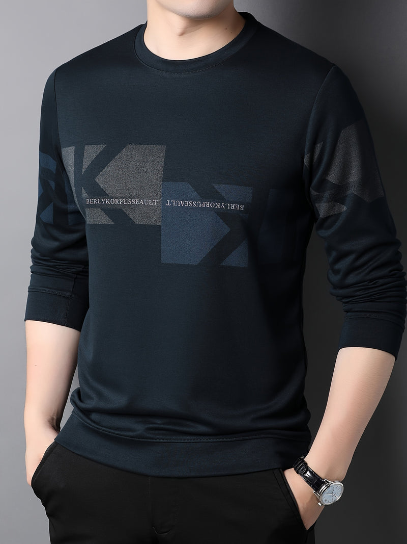 Trendy Geometric Print Crew Neck Sweatshirt