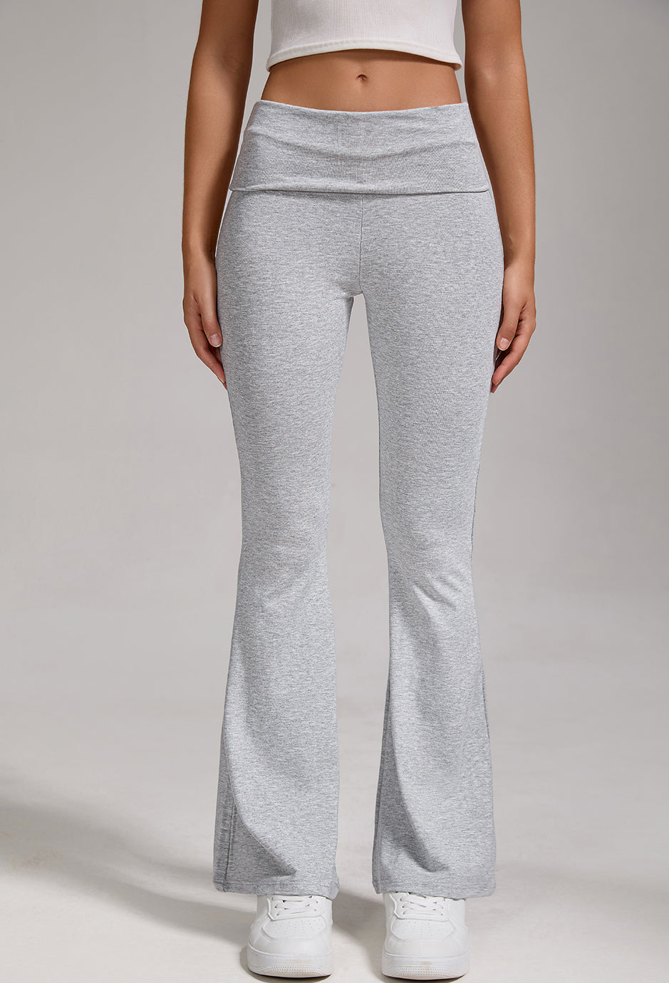 Womens Low Waisted Flared Wide Leg Pants