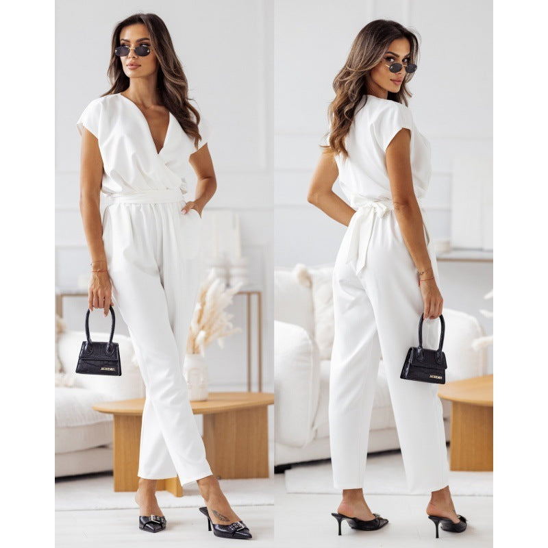 Fashion Slimming Short-sleeved Summer Jumpsuit