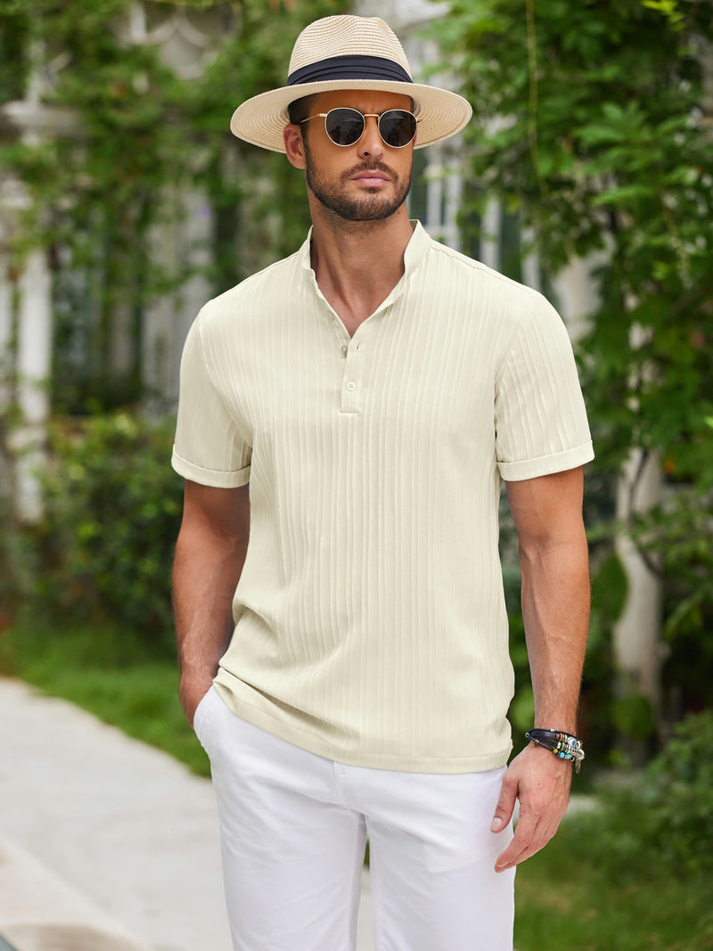 Men's Casual Short Sleeve Henley Tee