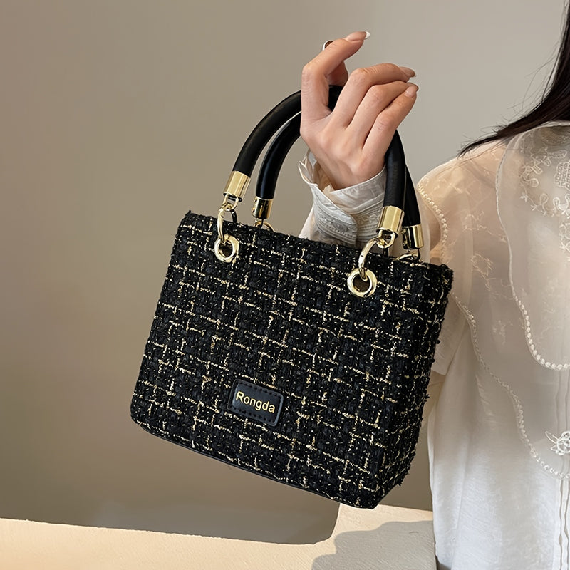 Womens Exquisite Tweed Fabric Handbag