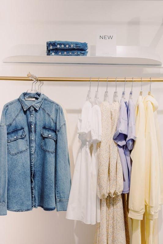Fashion clothing displayed on a rack