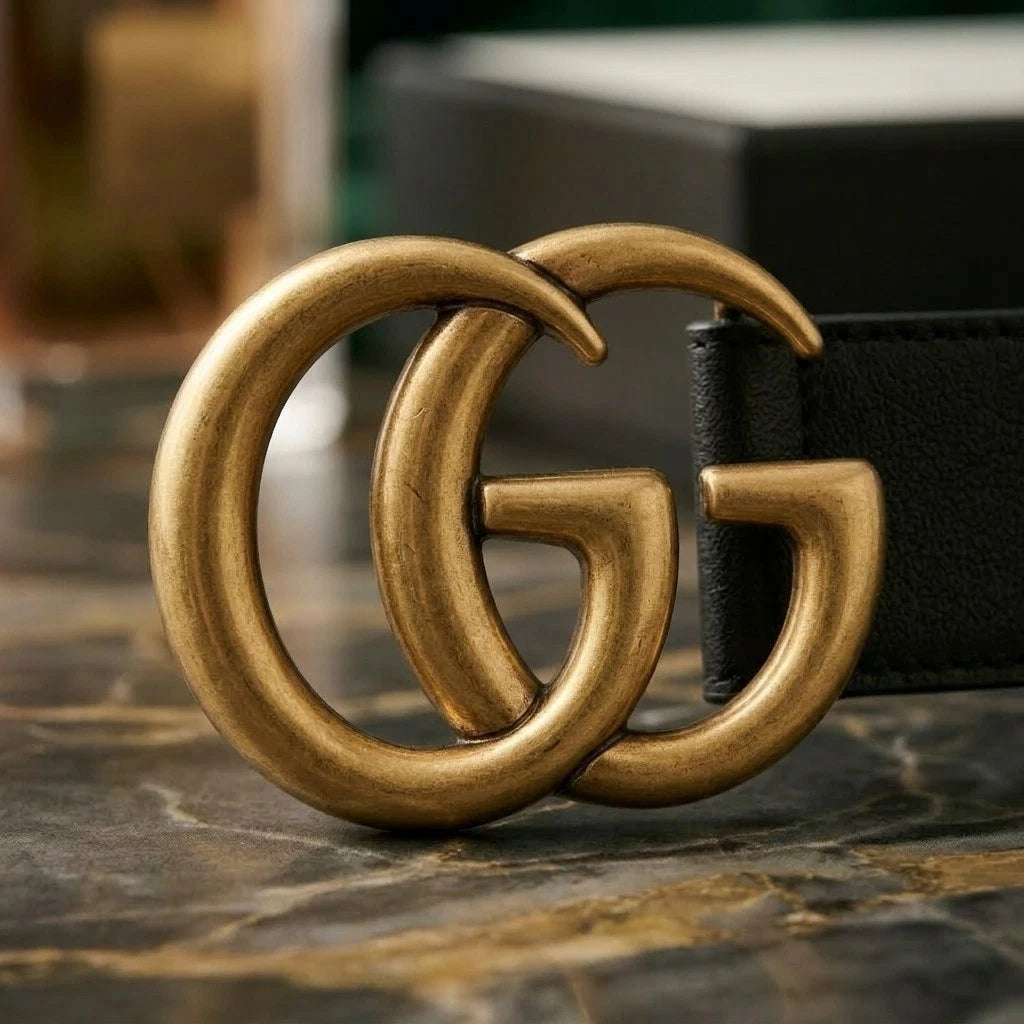 Gucci Marmont Double G Black Leather Belt M/L